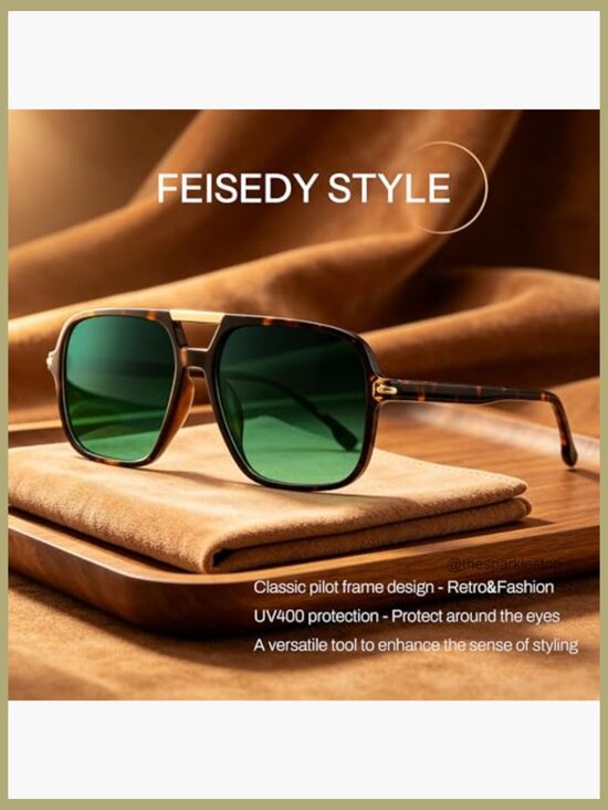 Square Aviator Sunglasses Metal Frame UV400 Protection Vintage Classic Trendy Square Retro Aviator Sunglasses, Trendy Oversized Aviators  main image 4